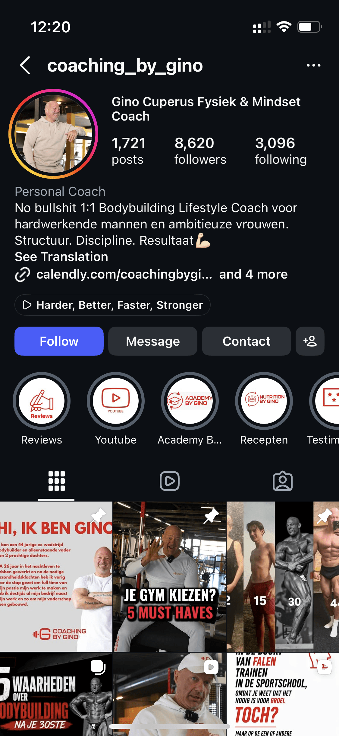 Instagram-account @coaching_by_gino groeide +3.150 volgers