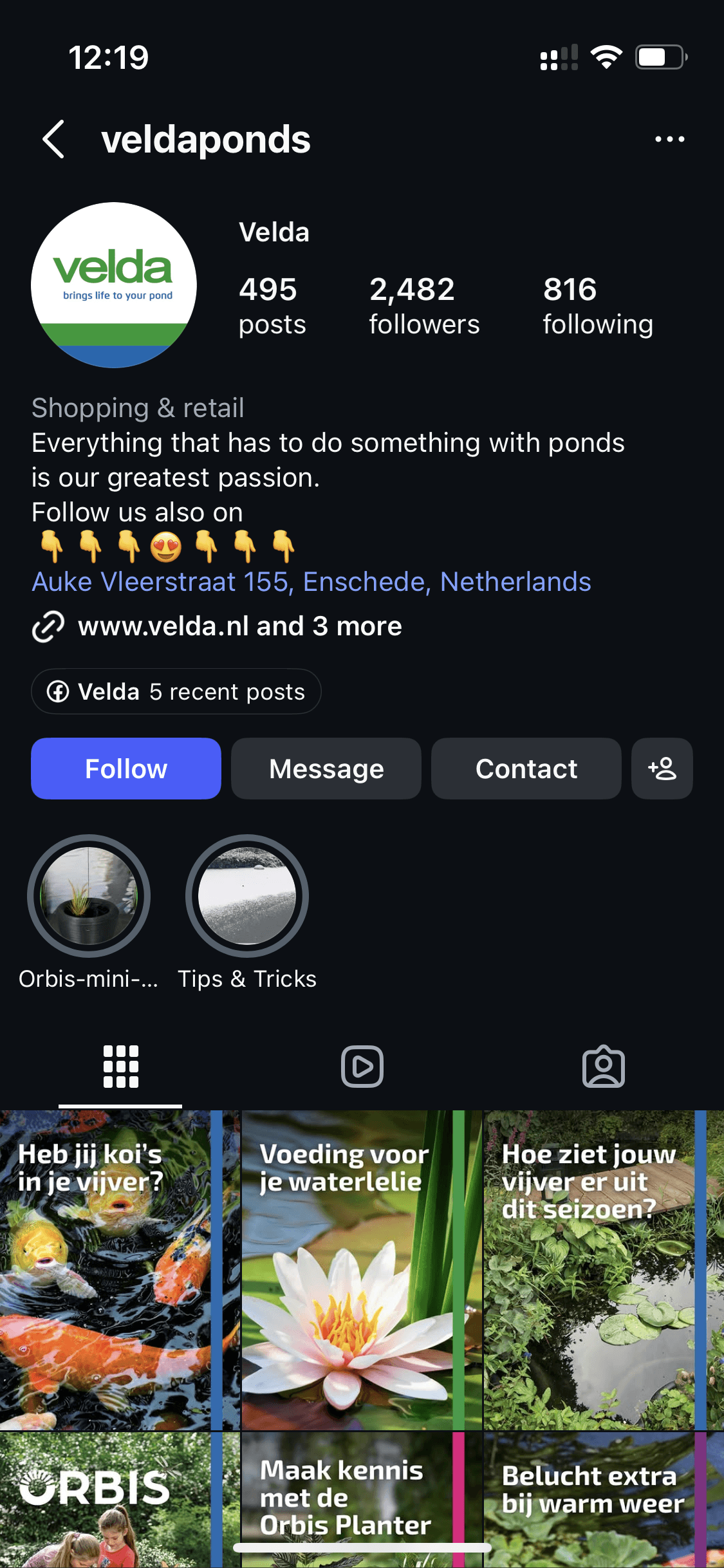 Instagram-account @veldaponds groeide +2.160 volgers