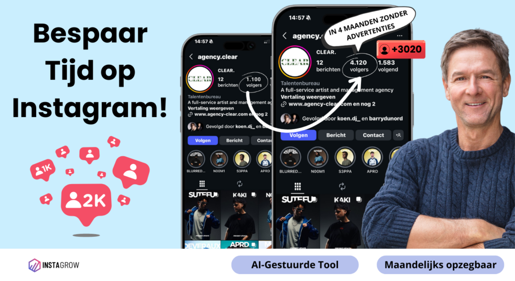 AI-gestuurde Instagram groei tool van InstaGrow die ondernemers helpt tijd te besparen en meer volgers te krijgen zonder advertenties